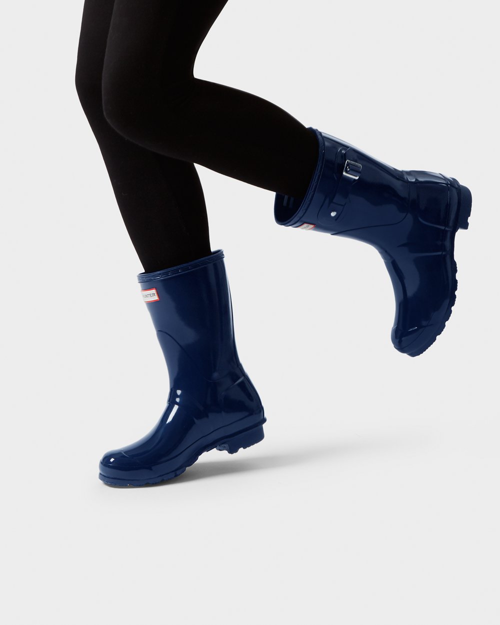 Bottes Courtes de Pluie Hunter Original Gloss Femme Bleu Marine FTHRBLS-16